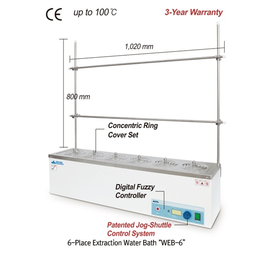 Bể ổn nhiệt dùng cho ứng dụng chiết xuất 6 vị trí WEB-6 230V DH.WEB01006